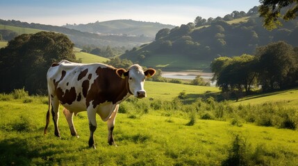 Fototapeta na wymiar grass cow grazing