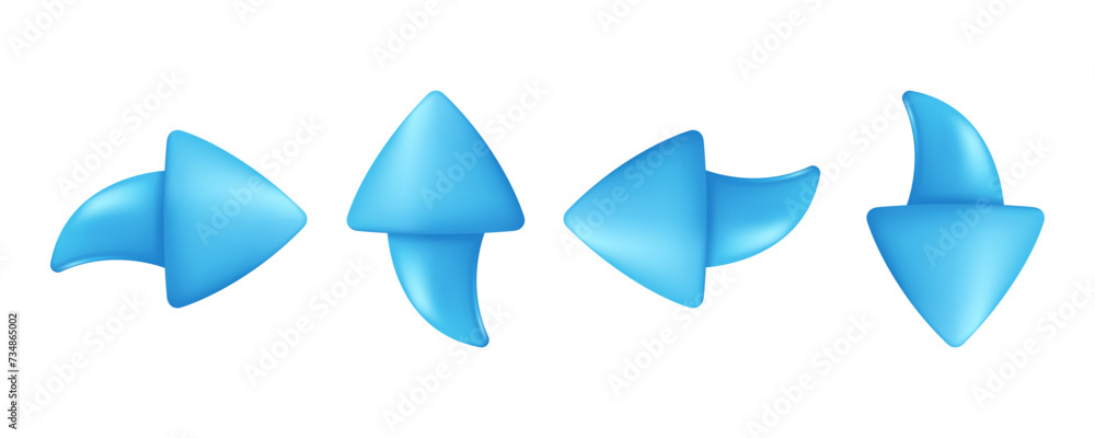 Poster arrows in 3d style. a set of glossy arrows pointing in different directions.