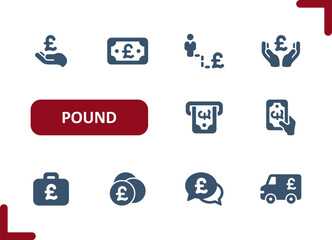 Pound Icons. Cash, Pound Sterling, Bill, Money, Buy, Pay, Buying, Paying Icon