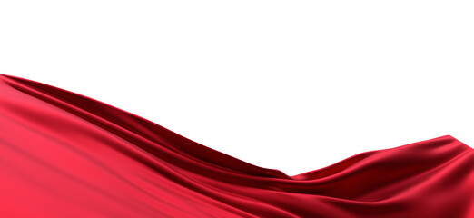 Abstract red cloth falling. Satin fabric flying in the wind - PNG