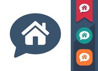 Chat Bubble Icon. Speech Bubble, Comment, Message, House, Home, Real Estate