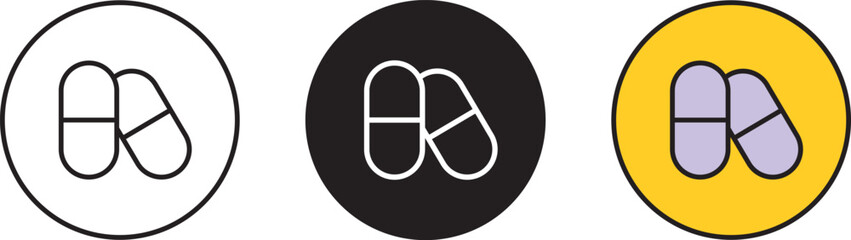 Pills Icons, Symbol collection. Flat Style. Vector Illustration