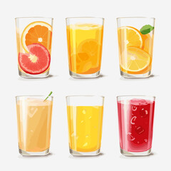 Set of glasses with fruit juices