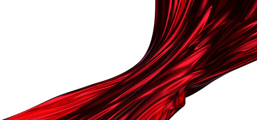 Abstract red cloth falling. Satin fabric flying in the wind - PNG