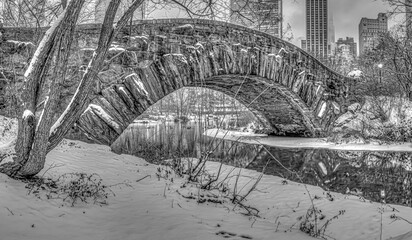 Gapstow Bridge in Central Park, early morning
