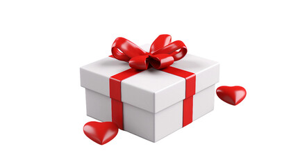 Obraz premium Capturing Love's Essence: Romantic Valentine's Day Gift – Elegant Box with Ribbon on White Background