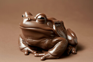 
chocolate frog on brown background isolated