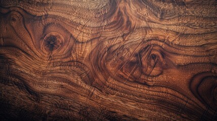 Elegant Walnut Wood Grain Texture - Seamless Top View of Polished Wooden Plank Pattern with Uniform Color and Sharp Detail