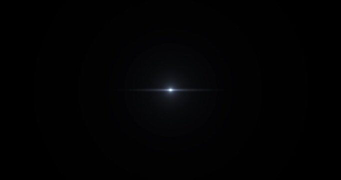 Lens optical light star glows with flickering animated background. 4K. The effect of bright starlight on a black background. Star fire, flare, shiny artistic background. The light lamp creates a dynam