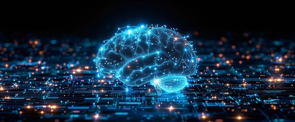 Digital representation of human brain on circuit board