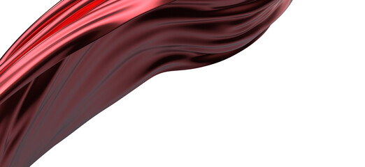 red wave silk satin fabric on white background for grand opening ceremony other occasion - PNG
