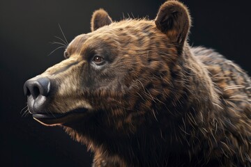 bear portrait on black background, highly detailed - generative ai