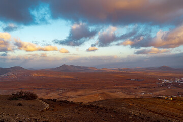 Sunset Over the Rugged Landscape of Betancuria, Fuerteventura