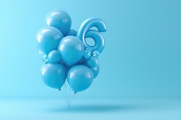 Vibrant Blue Balloon Number 6 Party