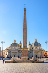 Fototapeta na wymiar Flaminio obelisk on Piazza del Popolo square, Rome, Italy