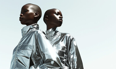 Silver Radiance: Chic Models in Unconventional Looks.