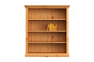Wooden Bookshelf Elegance Isolated On Transparent Background