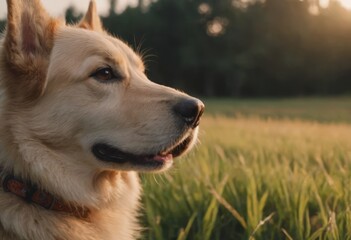 portrait of dog among the grasses