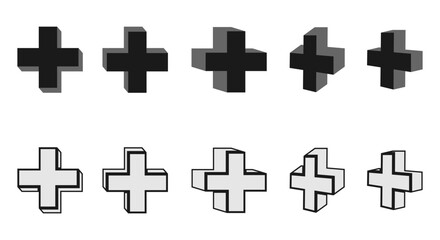 Obraz premium Plus sign icon set. 3d design vector illustration isolated on white background.