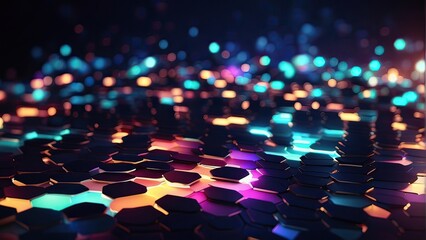 Genera Abstract Background with Illuminated Lights, Glowing Lights in Genera Abstract Pattern, Abstract Hexagon Pattern with Glowing Lights, Glowing Lights Adorning Genera Background, Abstract Genera  - obrazy, fototapety, plakaty