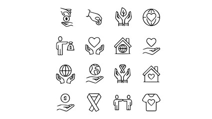 set of icons for designESG Environmental Social Governance concept editable stroke outline icons set isolated on white background flat vector illustration.Lifestyle thin line icons set. Healthy 
