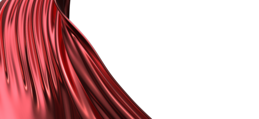 Flowing red cloth background, 3d rendering. - PNG