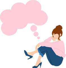 考える女性のイラスト