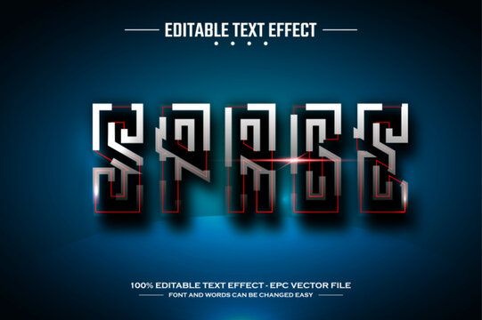 Space 3D editable text effect template