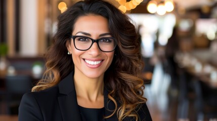 Close-up, portrait of successful businesswoman posing