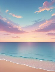 Fototapeta na wymiar AI-generated illustration of a calm beach during a picturesque sunset