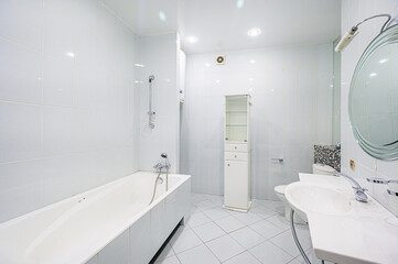 interior apartment room bathroom, sink, decorative elements, toilet. WC, sanitary unit, wash room