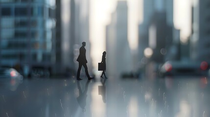 Business People Walking on a City Scape : Generative AI