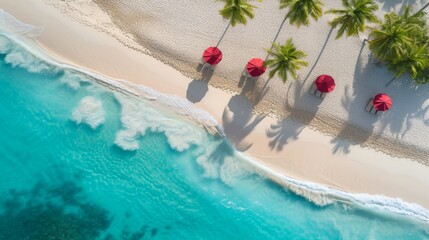 Fototapeta na wymiar Top view of beautiful island with sand beach ,aerial drone shot