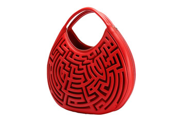 Luxurious Red Maze Bag Unveiled Isolated On Transparent Background