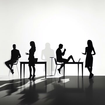 silhouettes of people in office
