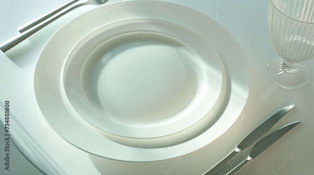 Aufkleber dinner plate setting top view : generative ai