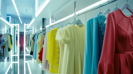 Obraz premium Elegant women clothing in a store showcase : Generative AI