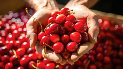 Farmers freshly harvested cherries - Powered by Adobe