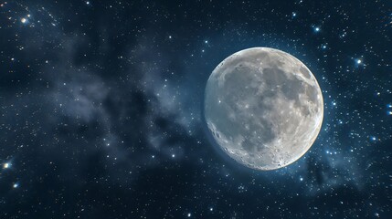 Naklejka na ściany i meble nightly sky with large moon : Generative AI