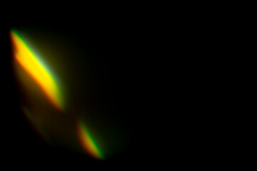 Iridescent highlights on a black background. to overlay and create a bright, sunny and interesting picture