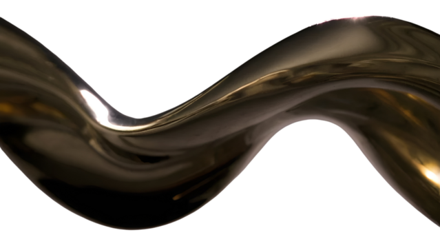 3D chrome metallic shiny silver shape objects like wave isolated on transparent background