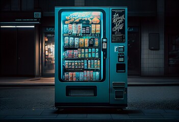 japanese vending machine - generative AI - obrazy, fototapety, plakaty