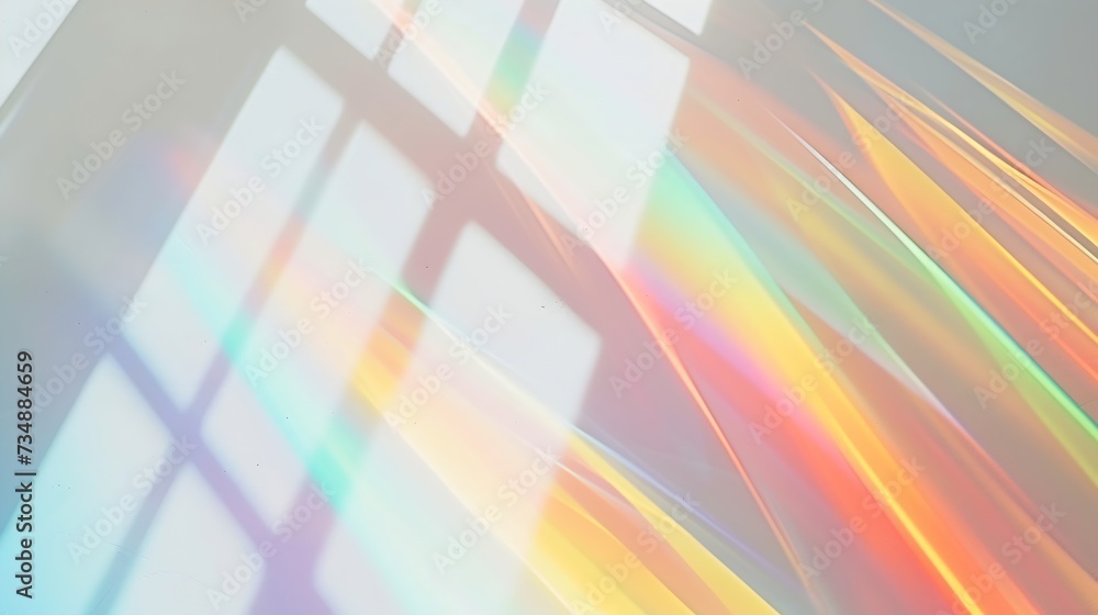 Aufkleber blurred rainbow light refraction texture overlay effect for photo and mockups. organic drop diagonal
