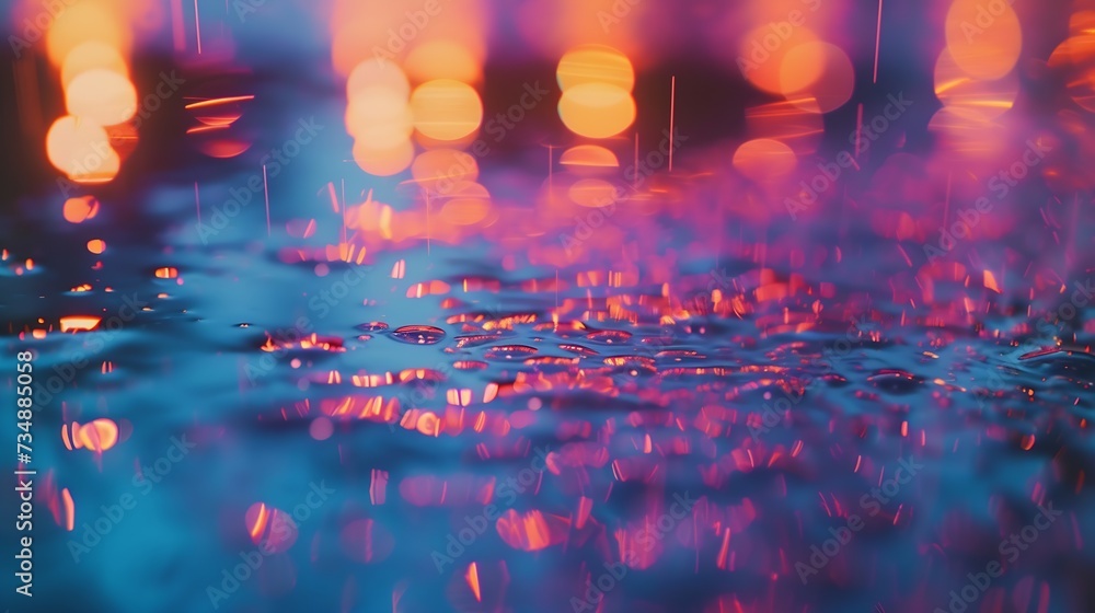 Poster soft background abstract texture with lights cycle bokeh and reflect on water : Generative AI