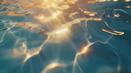 Ripple Water in swimming pool with sun reflection : Generative AI - 734885847