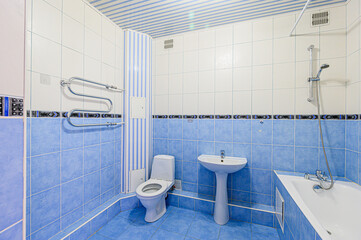 interior apartment room bathroom, sink, decorative elements, toilet. WC, sanitary unit, wash room