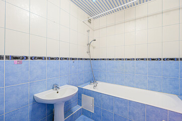 interior apartment room bathroom, sink, decorative elements, toilet. WC, sanitary unit, wash room