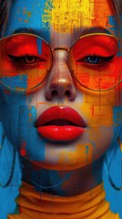 Visually striking digital artwork featuring of a woman's face in a highly stylized form.