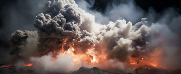 Fototapeta na wymiar Explosive volcanic eruption captured in intense detail