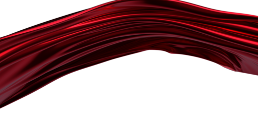Abstract red cloth falling. Satin fabric flying in the wind - PNG